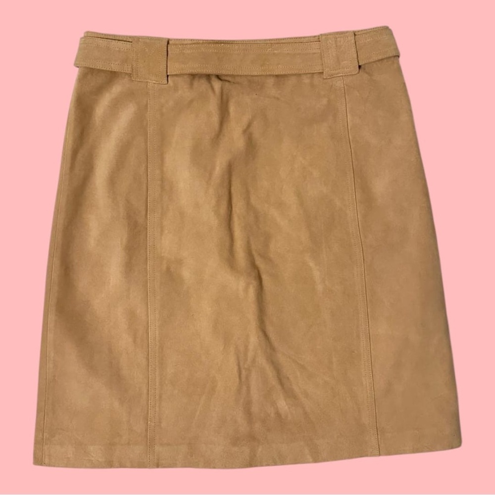 MICHAEL KORS Leather Skirt Knee Length in Cream | Size: 10 - Picture 4 of 16